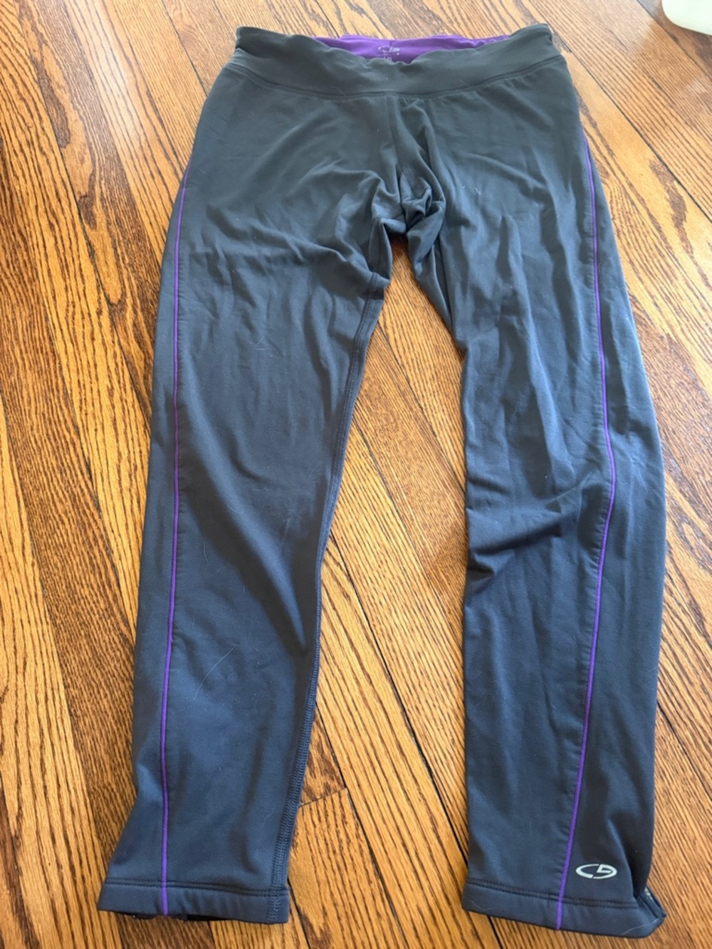 Champion Black Leggings with Purple Waistband